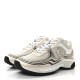 CHANEL Fabric Laminated Calfskin Stretch CC Womens Sneakers 37 White Gold Silver